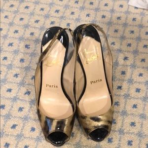 Platform patent leather animal print shoes 4 1/2in